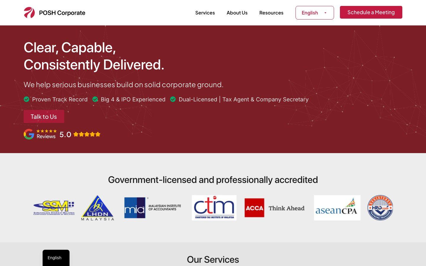 POSH Corporate website designed by Apex Lab