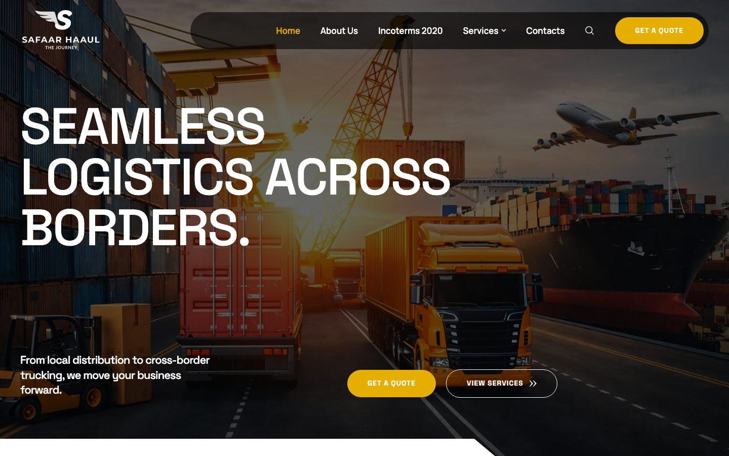 Safaar Haaul website designed by Apex Lab