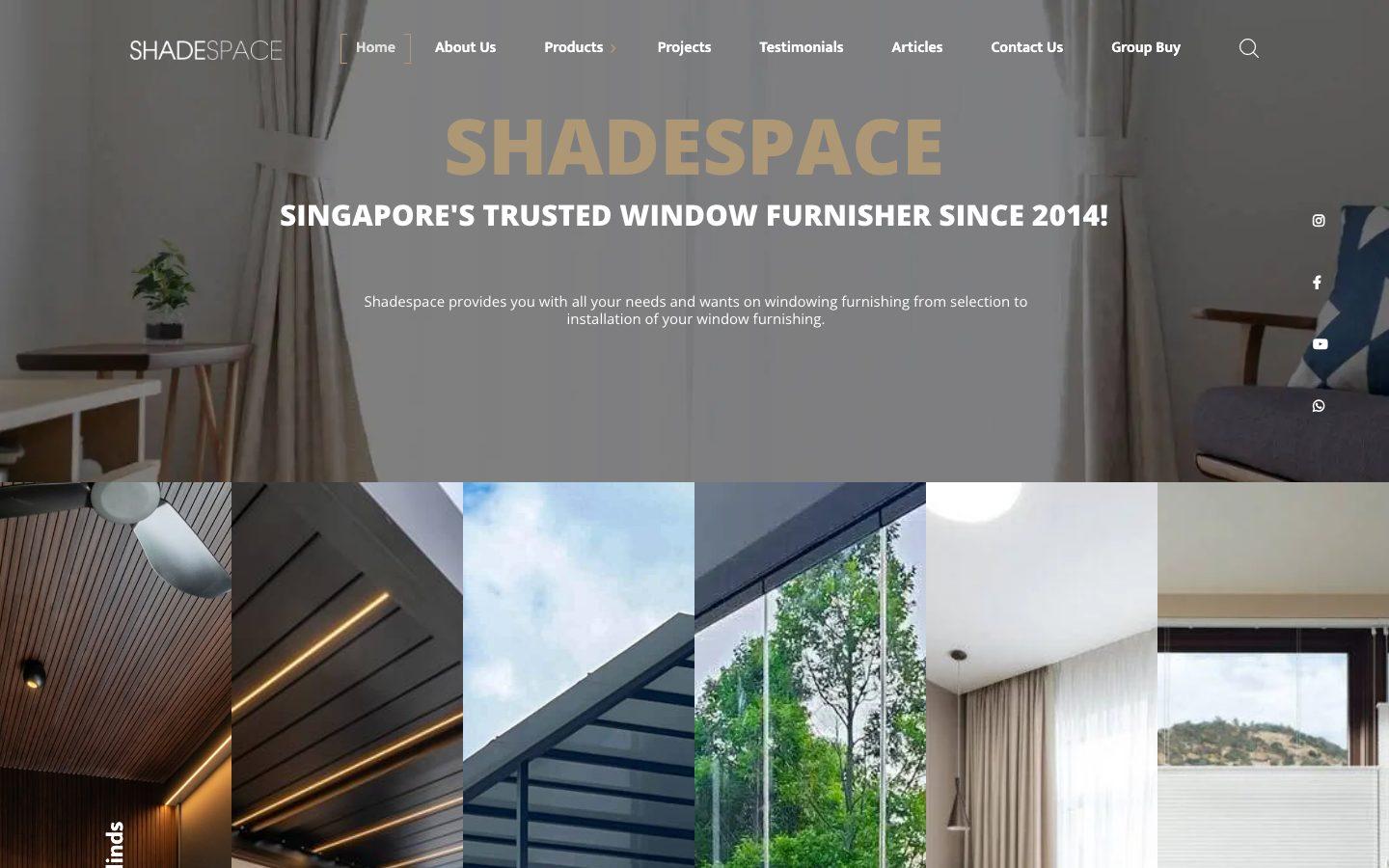 ShadeSpace SG website designed by Apex Lab